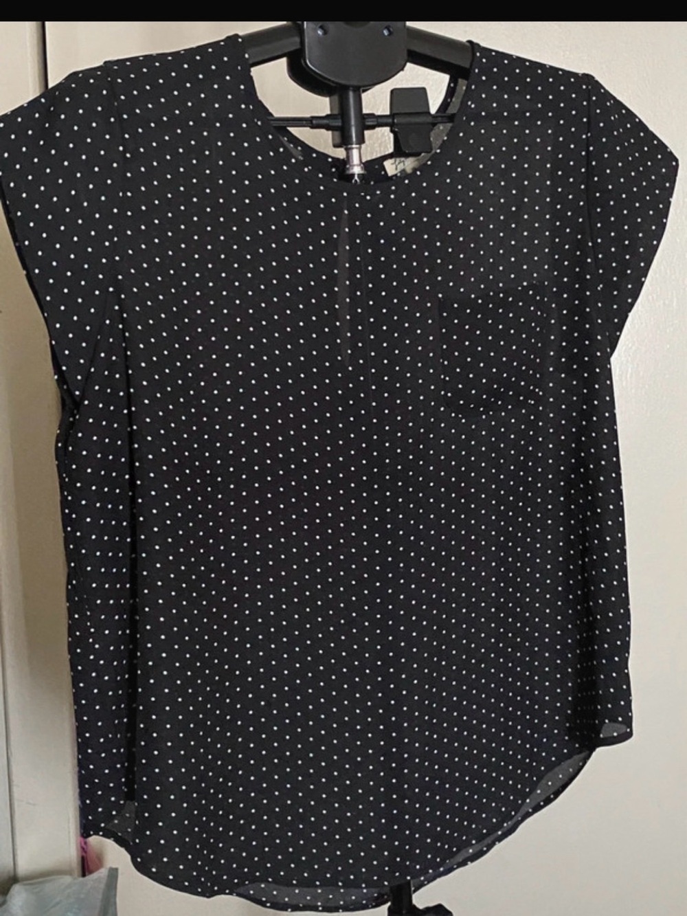 SHEIN Black Blouse with White Polka Dots